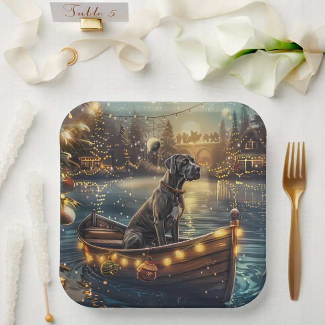 Assiettes En Carton Great Dane Christmas Festive Voyage (Mariage)
