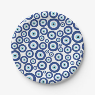Assiettes En Carton Grec Mati Mataki - motif d'oeil mauvais de