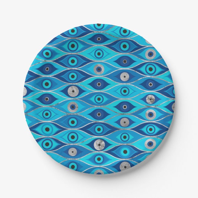Assiettes En Carton Grèce Mati Mataki - Motif des yeux malveillants de (Devant)