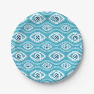 Assiettes En Carton Grèce Mati Mataki - Motif des yeux malveillants M