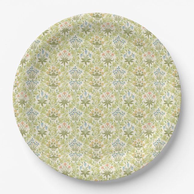 Assiettes En Carton Green floral pattern girlyclassic grandmillenial (Devant)