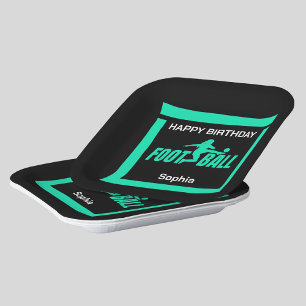 Assiettes En Carton Green Football Player Girl, Birthday Girl Team