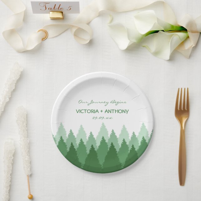 Assiettes En Carton Green Forest Range Mariage de bois (Mariage)