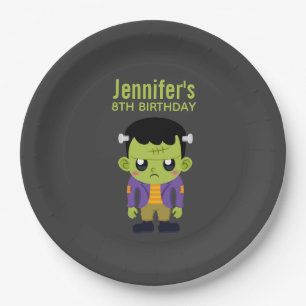 Assiettes En Carton Green Frankenstein Monster Halloween Pape d'annive