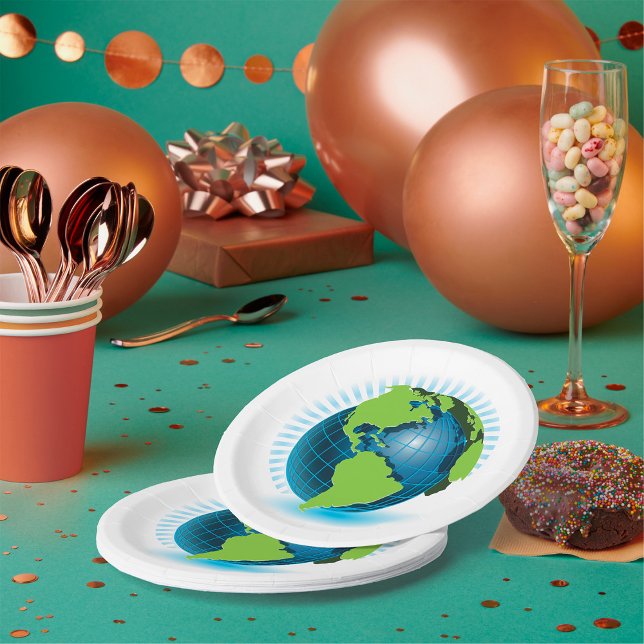 Assiettes En Carton Green Globe (Créateur téléchargé)