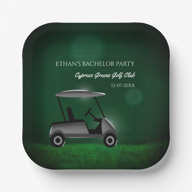 Assiettes En Carton Green golf cart golfers bachelor party (Recto)