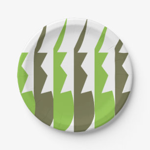 Assiettes En Carton Green Grey Abstrait Modern Party