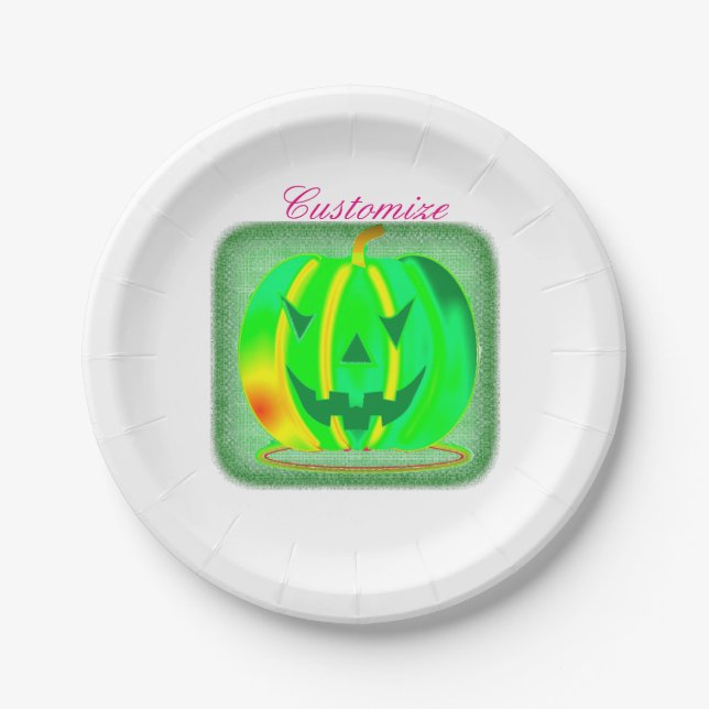 Assiettes En Carton Green Jack olantern Halloween Thunder_Cove (Devant)