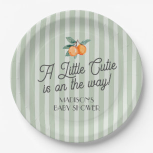 Assiettes En Carton Green Little Cutie Sur Le Chemin Baby shower Citru