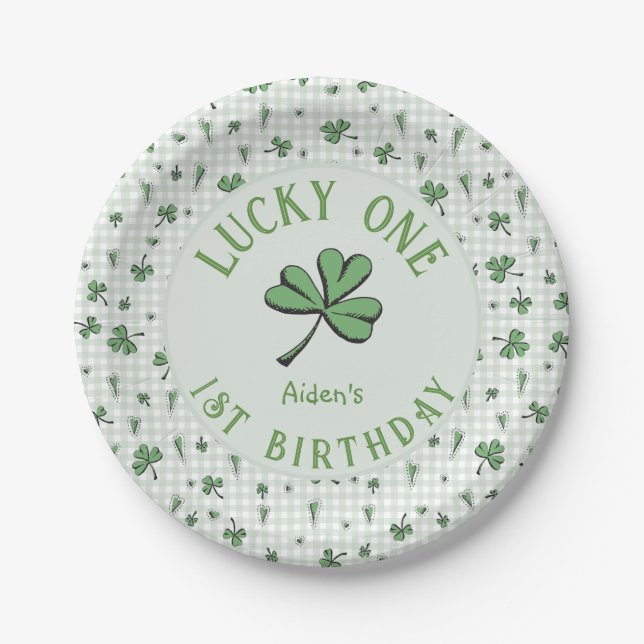 Assiettes En Carton Green Lucky One Irlandais 1er anniversaire (Devant)