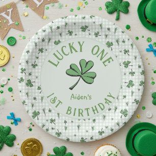 Assiettes En Carton Green Lucky One Irlandais 1er anniversaire