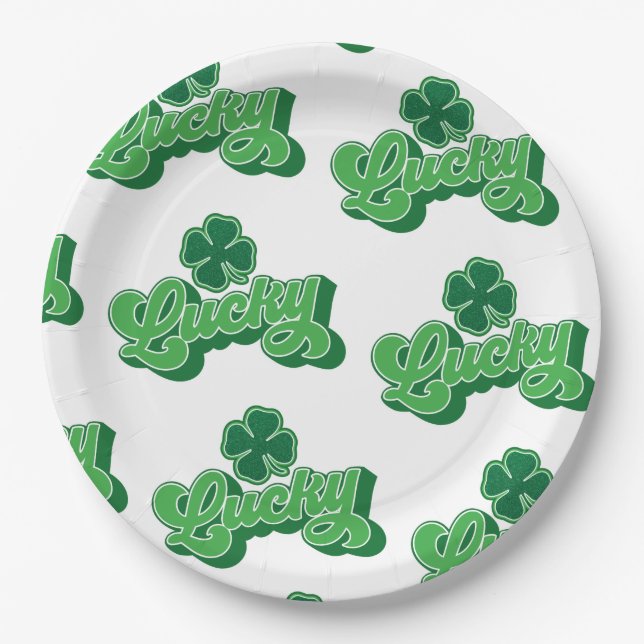 Assiettes En Carton Green Lucky St. Patrick's Day Papier Plaques (Devant)