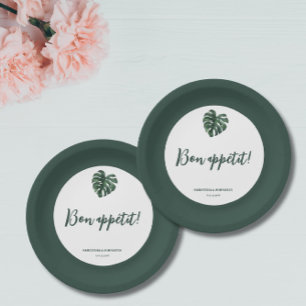 Assiettes En Carton Green Monstera Leaf Mariage accueil Plaques de pap