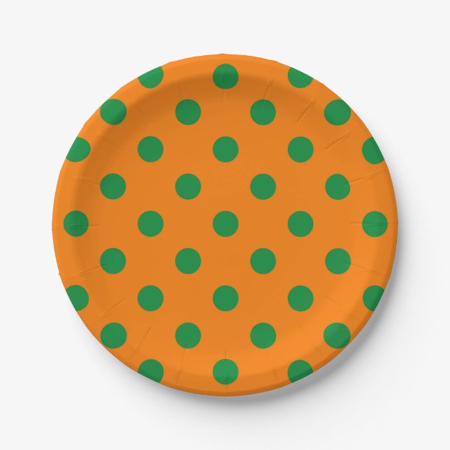 Assiettes En Carton Green On Orange Pois Design Motif (Devant)