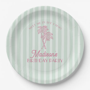 Assiettes En Carton Green Palm Spring Pastel Beach Anniversaire