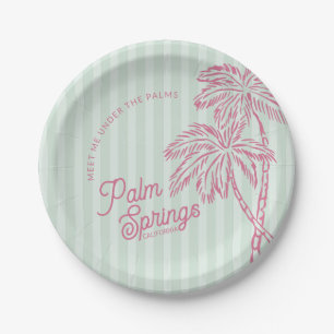 Assiettes En Carton Green Palm Spring Pastel Beach Party