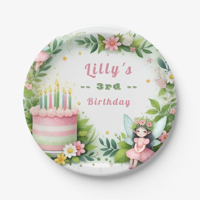 Assiettes En Carton Green Pastel Fairy Anniversaire - (Devant)