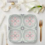 Assiettes En Carton Green Pastel Floral Tiles<br><div class="desc">cool floral shapes pattern</div>