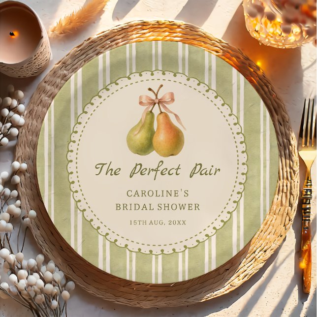 Assiettes En Carton Green Perfect Pair Pear Bridal Shower Paper Plates (Créateur téléchargé)