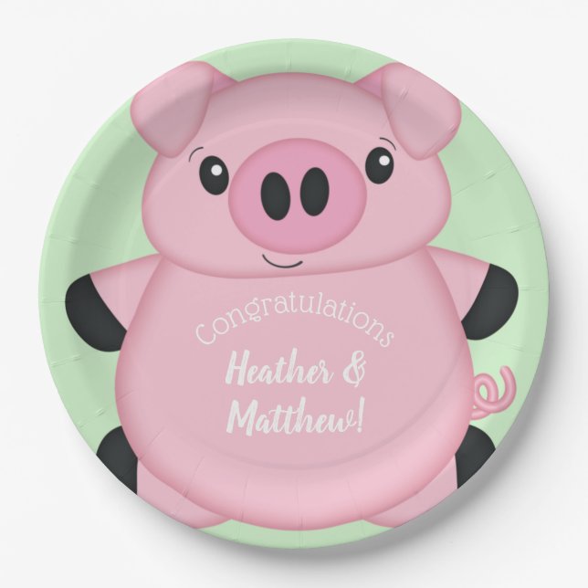 Assiettes En Carton Green Pig Baby (Devant)