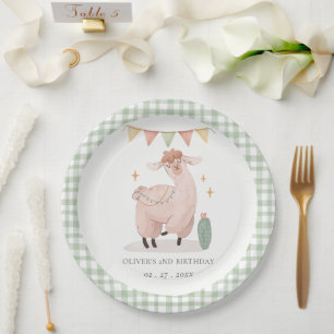 Assiettes En Carton Green Plaid Cactus Boho Llama N'importe quel âge A