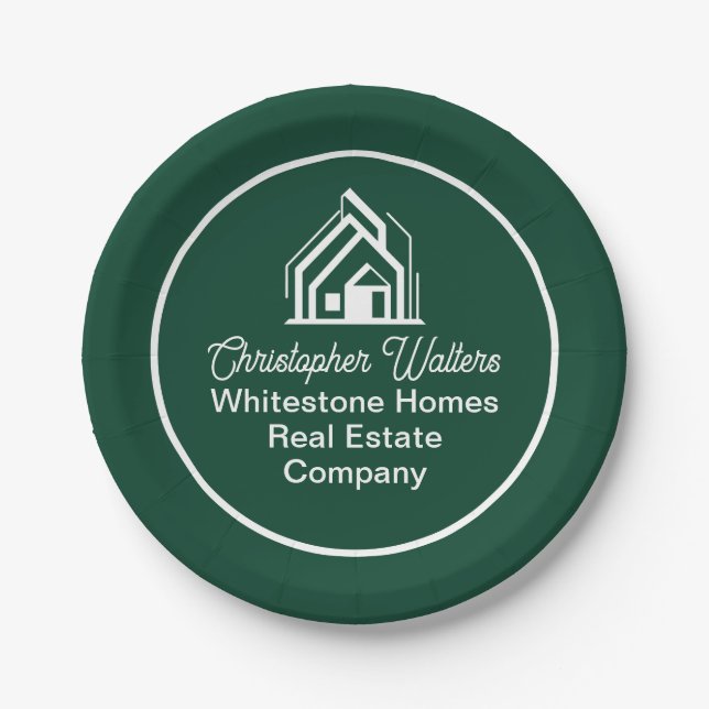 Assiettes En Carton Green Real Estate Company Customized Realtor Party (Devant)