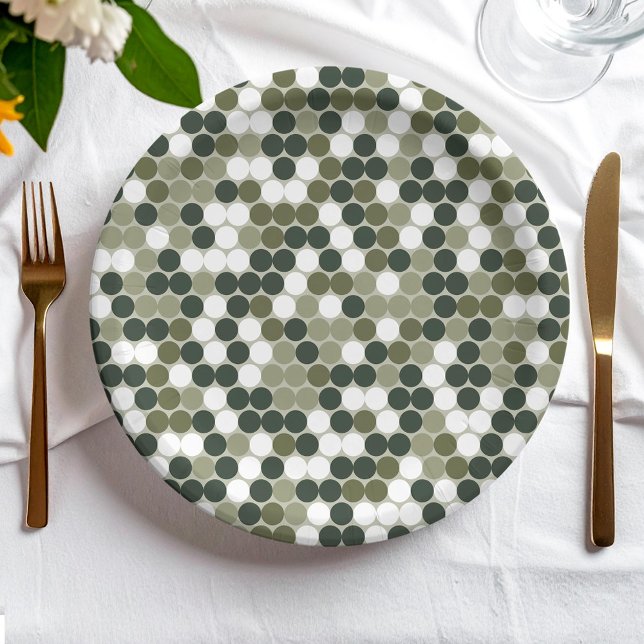 Assiettes En Carton Green retro dots (Créateur téléchargé)