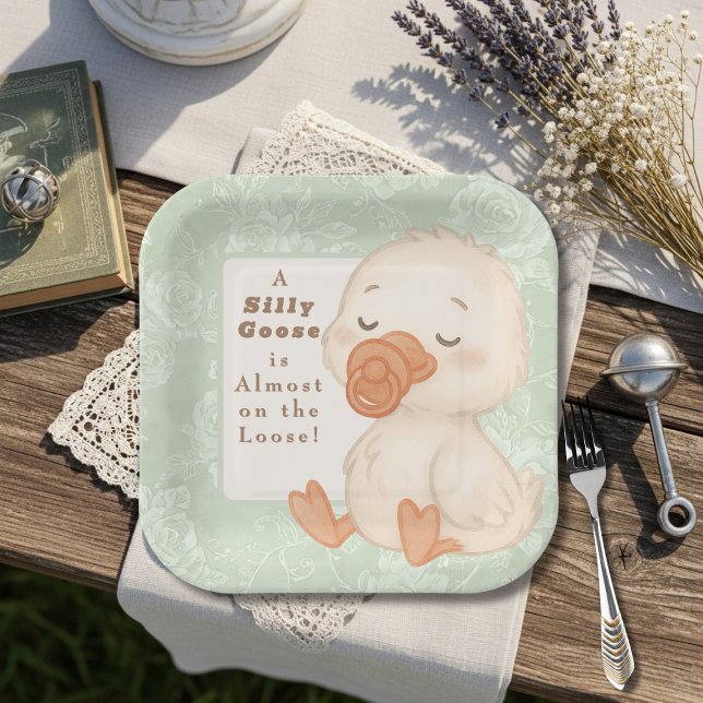 Assiettes En Carton Green Silly Goose (Green Silly Goose Paper Plates)
