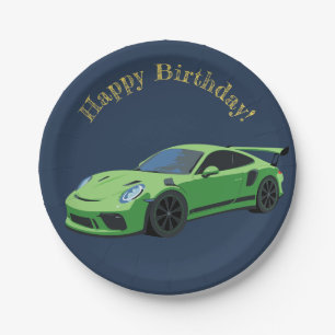 Assiettes En Carton Green Sports Voiture Anniversaire Plaque Papier
