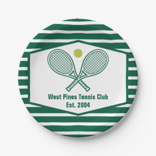 Assiettes En Carton Green Stried Tennis Club de Country Personnalisé