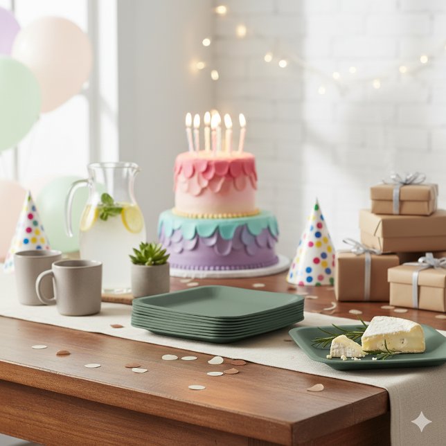 Assiettes En Carton Green Textured 7" Square Paper Plate for Events (Créateur téléchargé)