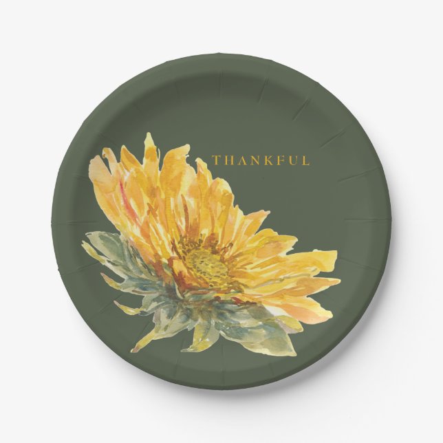 Assiettes En Carton Green Thanksgiving Sunflower Thanksgiving (Devant)