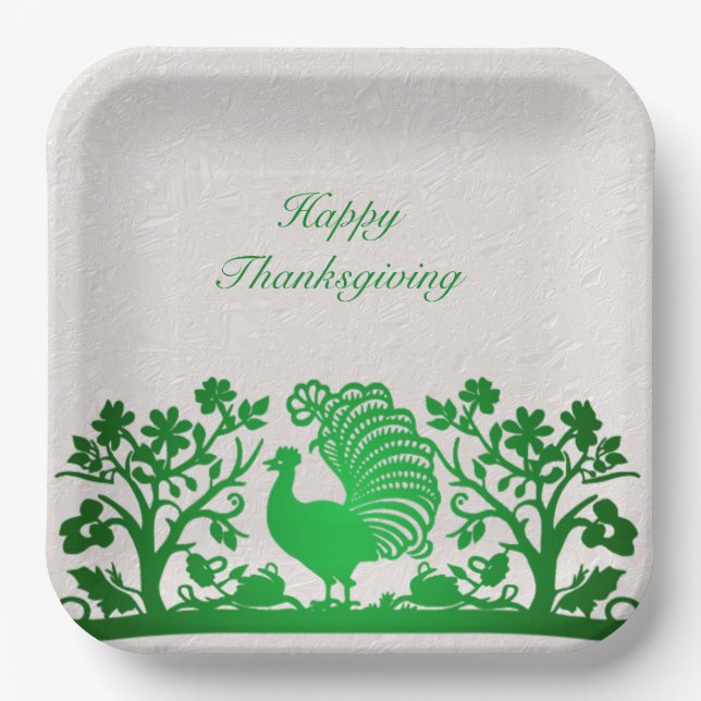 Assiettes En Carton Green Thanksgiving Turquie Plaque de papier floral (Recto)