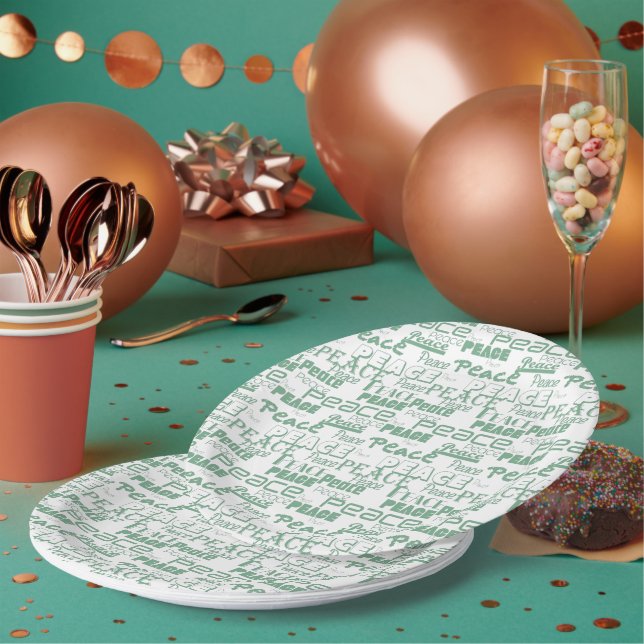 Assiettes En Carton Green White Inspiration Peace (Multi)