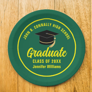 Assiettes En Carton Green Yellow Graduate Custom 2025 Graduation Party