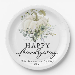 Assiettes En Carton Greenery Eucalyptus Citrouille Blanche Friendsgivi