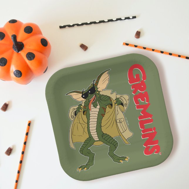 Assiettes En Carton Gremlins | Cachet à tranchée Flash (Paper plate on table)