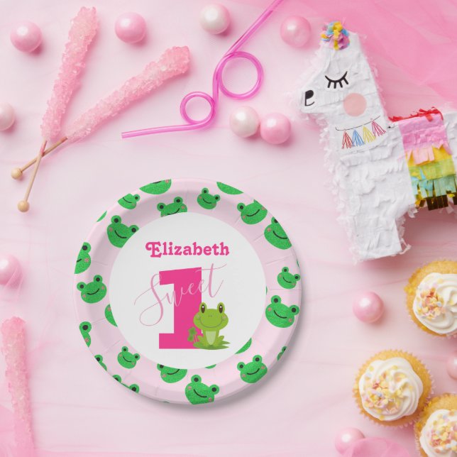 Assiettes En Carton Grenouille 1er anniversaire fête baby girl fournit (Fête)