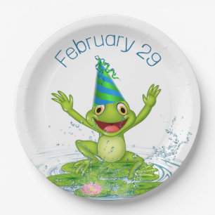 Assiettes En Carton Grenouille de fête pour l'année bissextile Anniver