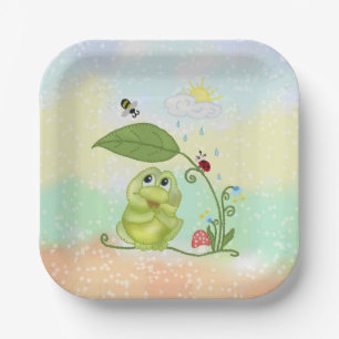 Assiettes En Carton Grenouille d'été