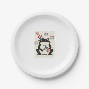 Assiettes En Carton Grenouille Patriotique Gravure Vintage Art Vectori