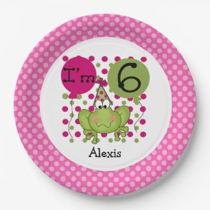 Assiettes En Carton Grenouille rose 6e Plaques de papier d'anniversair