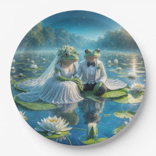 Assiettes En Carton Grenouilles de mariée et de chambre sur Lily Pad
