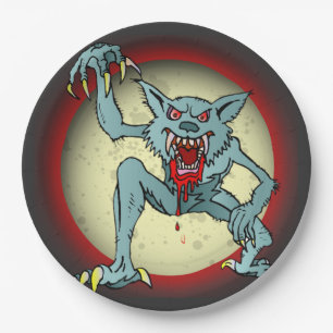 Assiettes En Carton Greyback Werewolf Blood Pleine lune rouge Hallowee