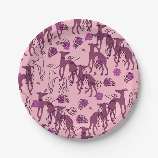 Assiettes En Carton Greyhounds Garden Art Greyhound Rose (Devant)