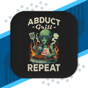 Assiettes En Carton Gril Enlevé Répéter Rétro BBQ Pique-Nique Drôle Al