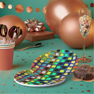 Assiettes En Carton Grille colorée Carrelée par Shirley Taylor