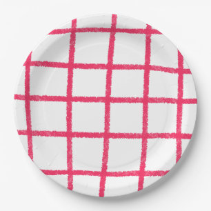 Assiettes En Carton Grille manuscrite rose