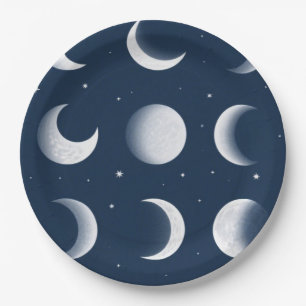 Assiettes En Carton Grille Phases de la lune Design Motif céleste