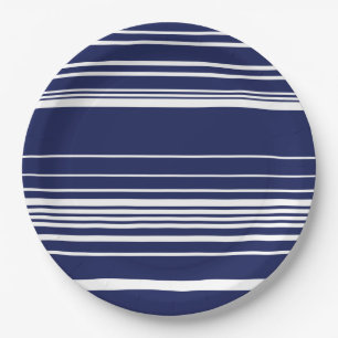 Assiettes En Carton Grilles complexes - Bleu
